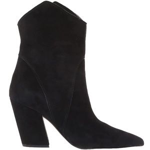 DOLCE VITA Nestly Black Suede Heels Booties Western Cowboy Pointed Toe 6.5 Boot